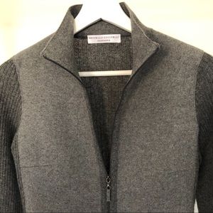 Brunello Cucinelli gray cashmere zip sweater